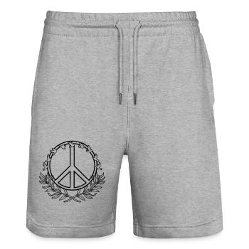 Peace sign with doves of peace and laurel branches - Stanley/Stella Trainer Unisex Organic Jogging Shorts - heather grey - Front - Nik (191cm) & Marisol (170cm)