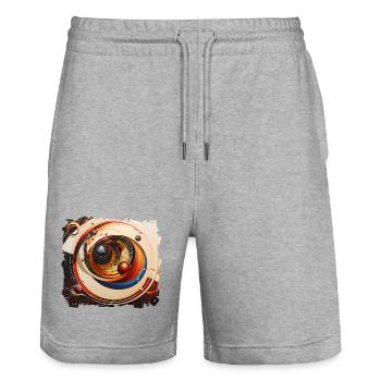 Vortex Anneau Spatial Cosmos - Short de jogging bio TRAINER Stanley/Stella unisexe - gris chiné - Devant - Nik (191cm) & Marisol (170cm)