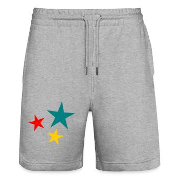 STERN. STERNE. STERN. FEST. JAHRESTAG. WEIHNACHTEN - Stanley/Stella Unisex Bio Joggingshorts Trainer  - Grau meliert - Vorne - Nik (191cm) & Marisol (170cm)