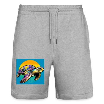 turtle - Stanley/Stella Trainer Unisex Organic Jogging Shorts - heather grey - Front - Nik (191cm) & Marisol (170cm)