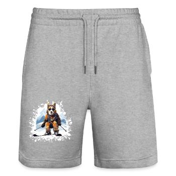 Jack Russel Terrier Hund Ski Skifahren - Stanley/Stella Unisex Bio Joggingshorts Trainer  - Grau meliert - Vorne - Nik (191cm) & Marisol (170cm)