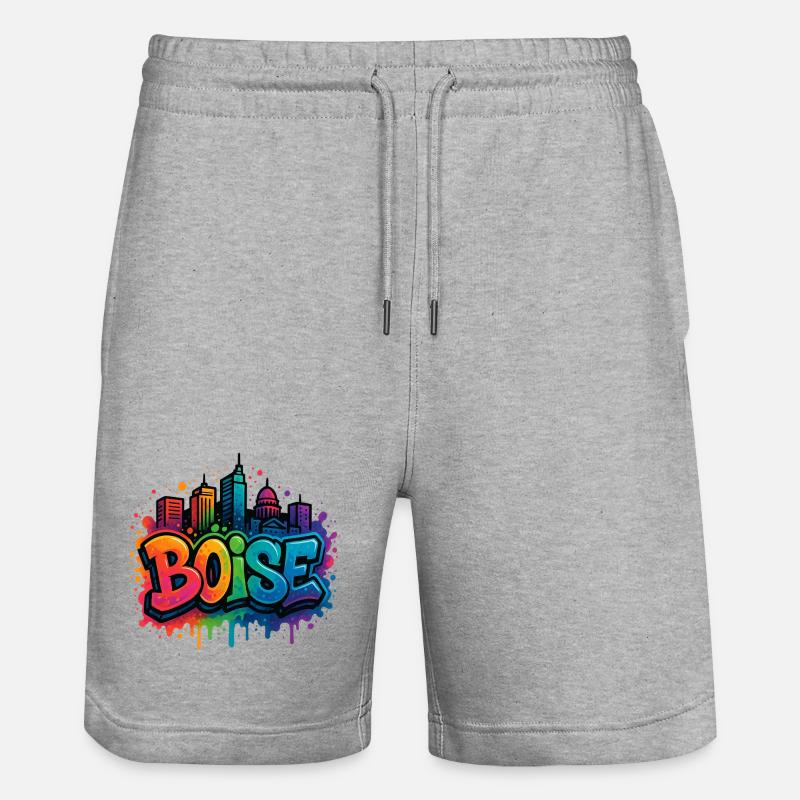 Skyline de graffitis de Boise - Short de jogging bio TRAINER Stanley/Stella unisexe - gris chiné
