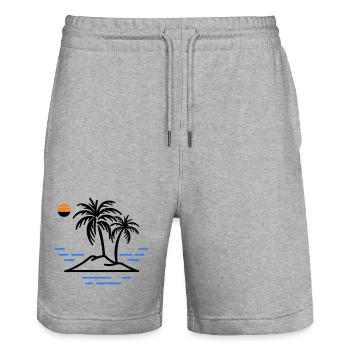 Palm Island - Stanley/Stella Trainer Unisex Organic Jogging Shorts - heather grey - Front - Nik (191cm) & Marisol (170cm)