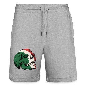 Illustration du drapeau italien du crâne - Short de jogging bio TRAINER Stanley/Stella unisexe - gris chiné - Devant - Nik (191cm) & Marisol (170cm)