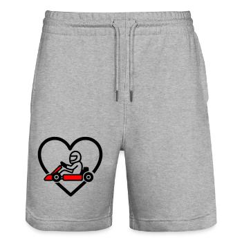 Karting Heart – Leidenschaft und Geschwindigkeit - Stanley/Stella Unisex Bio Joggingshorts Trainer  - Grau meliert - Vorne - Nik (191cm) & Marisol (170cm)