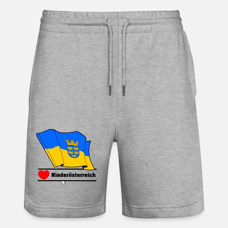 Drapeau de Basse-Autriche avec cœur - Short de jogging bio TRAINER Stanley/Stella unisexe - gris chiné