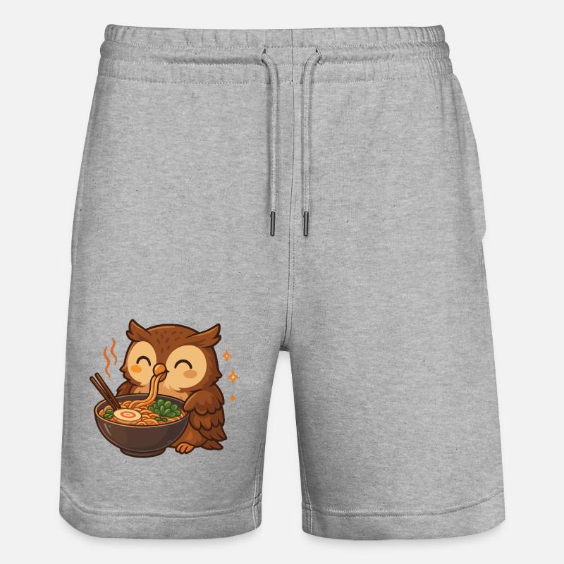 Eule mit Nudeln Ramen kawaii Eule - Stanley/Stella Unisex Bio Joggingshorts Trainer  - Grau meliert