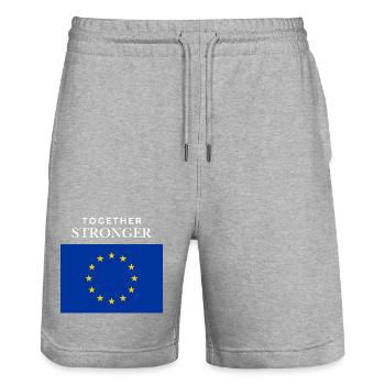 Drapeau européen plus fort ensemble - Short de jogging bio TRAINER Stanley/Stella unisexe - gris chiné - Devant - Nik (191cm) & Marisol (170cm)