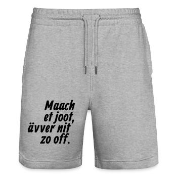 Maach et joot, ävver nit zo off - Kölsch - Stanley/Stella Unisex Bio Joggingshorts Trainer  - Grau meliert - Vorne - Nik (191cm) & Marisol (170cm)