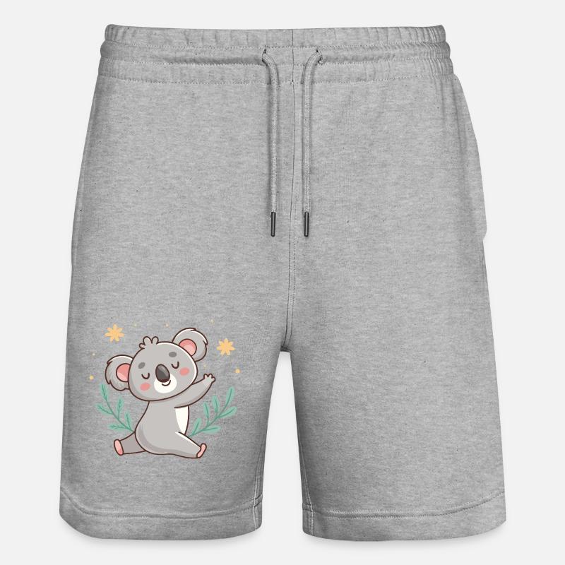 Koala détendu pastel avec feuillages - Short de jogging bio TRAINER Stanley/Stella unisexe - gris chiné