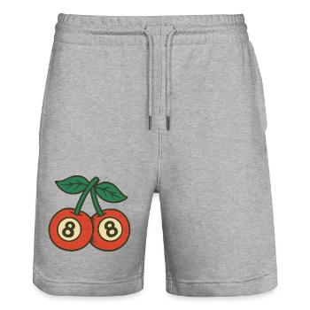 Playful Cherries Duo with Wide Eyes - Stanley/Stella Trainer Unisex Organic Jogging Shorts - heather grey - Front - Nik (191cm) & Marisol (170cm)