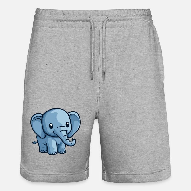 Motif d’éléphant de dessin animé bleu - Short de jogging bio TRAINER Stanley/Stella unisexe - gris chiné