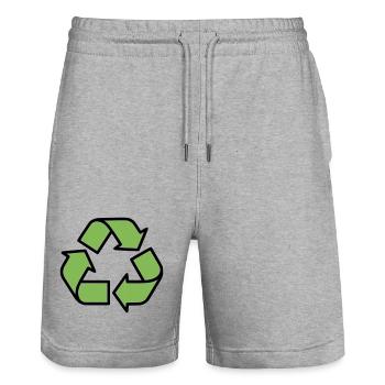 Plan du panneau de recyclage - Short de jogging bio TRAINER Stanley/Stella unisexe - gris chiné - Devant - Nik (191cm) & Marisol (170cm)
