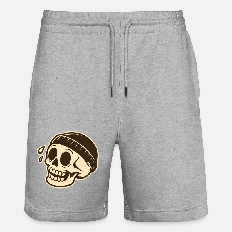 Crâne avec design de casquette - Short de jogging bio TRAINER Stanley/Stella unisexe - gris chiné