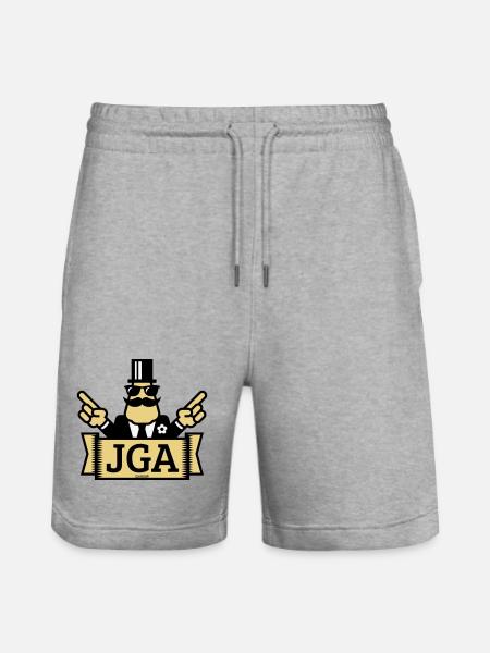 JGA Handzeichen (Junggesellenabschied / 3C) - Stanley/Stella Unisex Bio Joggingshorts Trainer  - Grau meliert