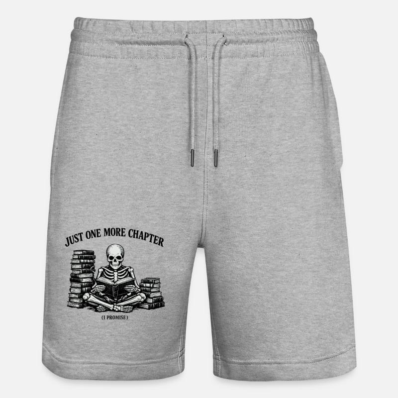 Just One More Chapter Skeleton - Stanley/Stella Trainer Unisex Organic Jogging Shorts - heather grey
