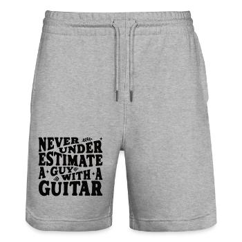 Never underestimate a guy with a guitar schwarz - Stanley/Stella Unisex Bio Joggingshorts Trainer  - Grau meliert - Vorne - Nik (191cm) & Marisol (170cm)