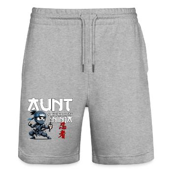 Aunt Of The Birthday Ninja Birthday Funny - Stanley/Stella Trainer Unisex Organic Jogging Shorts - heather grey - Front - Nik (191cm) & Marisol (170cm)