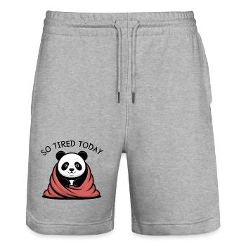 Rêve de câlins de panda sous la couverture - Short de jogging bio TRAINER Stanley/Stella unisexe - gris chiné - Devant - Nik (191cm) & Marisol (170cm)