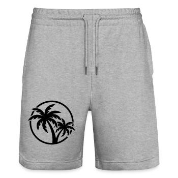 Palm Tree Symbol Beach - Stanley/Stella Trainer Unisex Organic Jogging Shorts - heather grey - Front - Nik (191cm) & Marisol (170cm)
