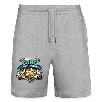 Nordlichter Gang Küstenhumor Möwen Ostsee Nordsee - Stanley/Stella Unisex Bio Joggingshorts Trainer  - Grau meliert - Vorne - Nik (191cm) & Marisol (170cm)