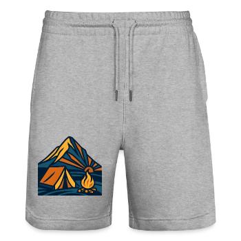 Bergzelt Lagerfeuer Abend - Stanley/Stella Unisex Bio Joggingshorts Trainer  - Grau meliert - Vorne - Nik (191cm) & Marisol (170cm)