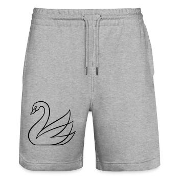 Minimal Swan Design Elegant Aesthetic Line Art - Stanley/Stella Trainer Unisex Organic Jogging Shorts - heather grey - Front - Nik (191cm) & Marisol (170cm)