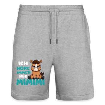 Ich Höre Immer Nur Ein Mimimi Pferd - Stanley/Stella Unisex Bio Joggingshorts Trainer  - Grau meliert - Vorne - Nik (191cm) & Marisol (170cm)