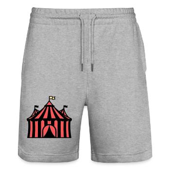 Cirque Tente Manege Cirque Coloré - Short de jogging bio TRAINER Stanley/Stella unisexe - gris chiné - Devant - Nik (191cm) & Marisol (170cm)