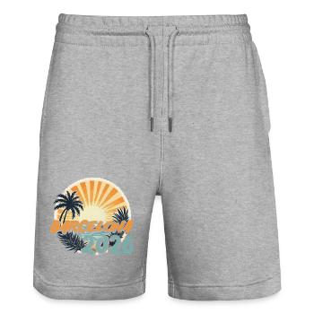 Barcelona 2026 - Stanley/Stella Unisex Bio Joggingshorts Trainer  - Grau meliert - Vorne - Nik (191cm) & Marisol (170cm)