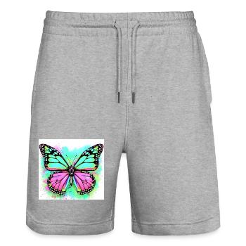 butterfly - Stanley/Stella Trainer Unisex Organic Jogging Shorts - heather grey - Front - Nik (191cm) & Marisol (170cm)