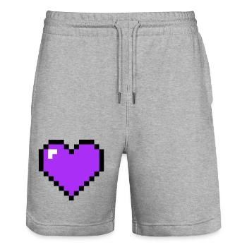 Pixel Heart 8-Bit Health - Stanley/Stella Trainer Unisex Organic Jogging Shorts - heather grey - Front - Nik (191cm) & Marisol (170cm)