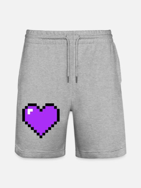 Pixel Heart 8-Bit Health - Stanley/Stella Trainer Unisex Organic Jogging Shorts - heather grey