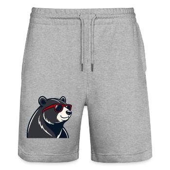 Bear Red Glasses Cartoon - Stanley/Stella Unisex Bio Joggingshorts Trainer  - Grau meliert - Vorne - Nik (191cm) & Marisol (170cm)