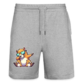 Capybara papa - Stanley/Stella Trainer Unisex Organic Jogging Shorts - heather grey - Front - Nik (191cm) & Marisol (170cm)