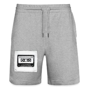Cassette - hand carved artwork - Stanley/Stella Trainer Unisex Organic Jogging Shorts - heather grey - Front - Nik (191cm) & Marisol (170cm)