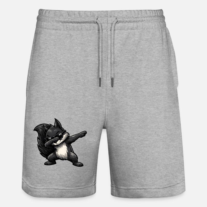 Dabbing Schwarzes Eichhörnchen - Stanley/Stella Unisex Bio Joggingshorts Trainer  - Grau meliert