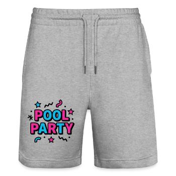 Lettrage des fêtes à la piscine des années 90 - Short de jogging bio TRAINER Stanley/Stella unisexe - gris chiné - Devant - Nik (191cm) & Marisol (170cm)