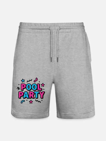 Pool Party 90s Lettering - Stanley/Stella Trainer Unisex Organic Jogging Shorts - heather grey
