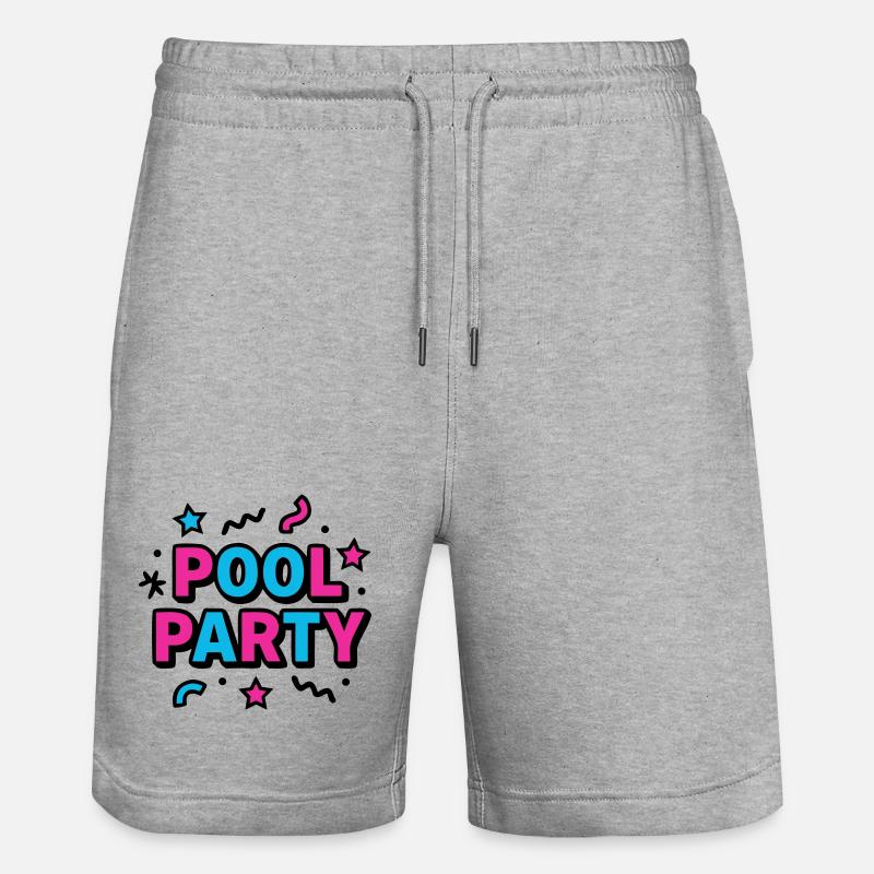Pool Party 90s Lettering - Stanley/Stella Trainer Unisex Organic Jogging Shorts - heather grey