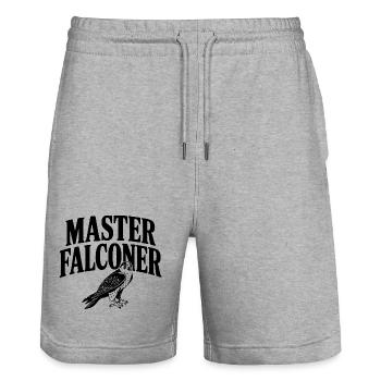 Master Falconer - Stanley/Stella Trainer Unisex Organic Jogging Shorts - heather grey - Front - Nik (191cm) & Marisol (170cm)