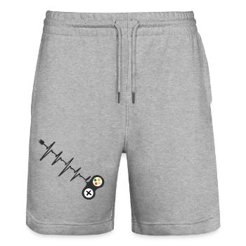 Gamer Heartbeat Controller Pulse Graphic - Stanley/Stella Unisex Bio Joggingshorts Trainer  - Grau meliert - Vorne - Nik (191cm) & Marisol (170cm)