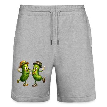 Tanzende Gurken - Stanley/Stella Unisex Bio Joggingshorts Trainer  - Grau meliert - Vorne - Nik (191cm) & Marisol (170cm)