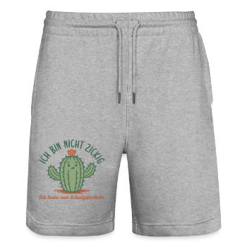 Ich bin nicht launisch Kaktus Schutzstacheln - Stanley/Stella Unisex Bio Joggingshorts Trainer  - Grau meliert - Vorne - Nik (191cm) & Marisol (170cm)