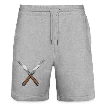 Couteau - Short de jogging bio TRAINER Stanley/Stella unisexe - gris chiné - Devant - Nik (191cm) & Marisol (170cm)