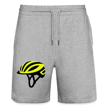 Yellow Bicycle Helmet Graphic - Stanley/Stella Trainer Unisex Organic Jogging Shorts - heather grey - Front - Nik (191cm) & Marisol (170cm)