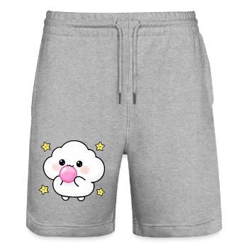 Kawaii Cloud Bubblegum Puff - Stanley/Stella Trainer Unisex Organic Jogging Shorts - heather grey - Front - Nik (191cm) & Marisol (170cm)