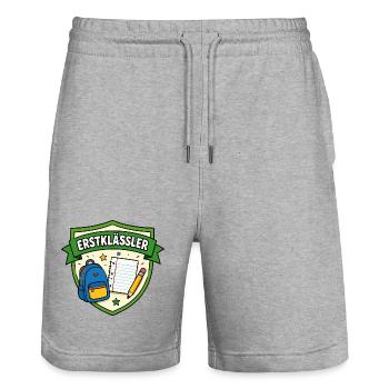 Erstklässler Schulstart Shield - Stanley/Stella Unisex Bio Joggingshorts Trainer  - Grau meliert - Vorne - Nik (191cm) & Marisol (170cm)