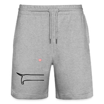 Minimalist Dog Back - Stanley/Stella Trainer Unisex Organic Jogging Shorts - heather grey - Front - Nik (191cm) & Marisol (170cm)