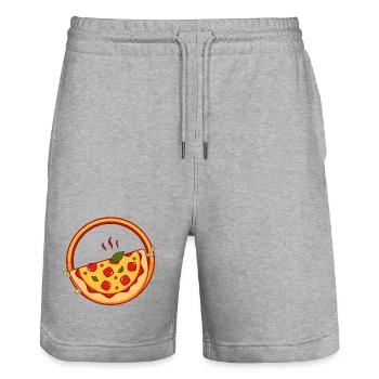 Pizza - Stanley/Stella Trainer Unisex Organic Jogging Shorts - heather grey - Front - Nik (191cm) & Marisol (170cm)
